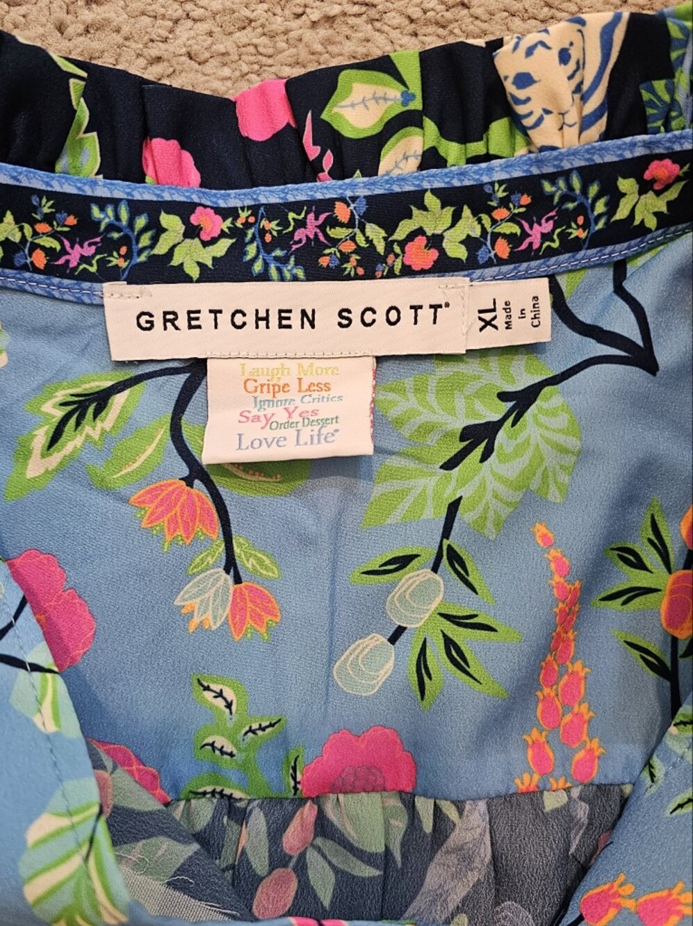 Gretchen Scott Designs Blouse with Neon Pink & Lime Flora - Picture 5 of 8